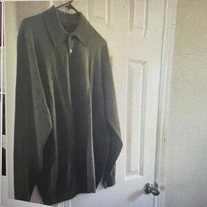 Linea Uomo Green Wool Long Sleeve Polo sweater M